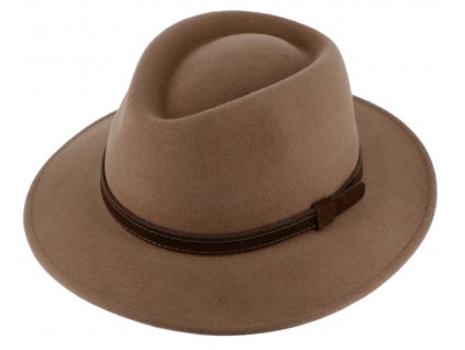 Kašmírový béžový cestovní klobouk Fiebig