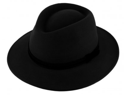 Kašmírový černý cestovní klobouk Fiebig