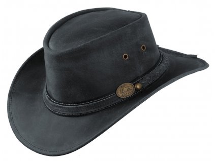 Australský klobouk kožený -  černý kožený klobouk SCIPPIS Irving