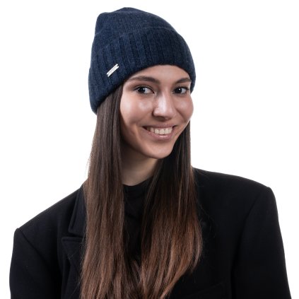 Kašmírová modrá čepice od Seeberger - Classic Cashmere