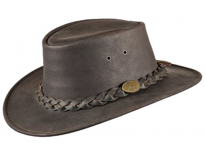 Australský klobouk hnědý kožený - BUSHMAN