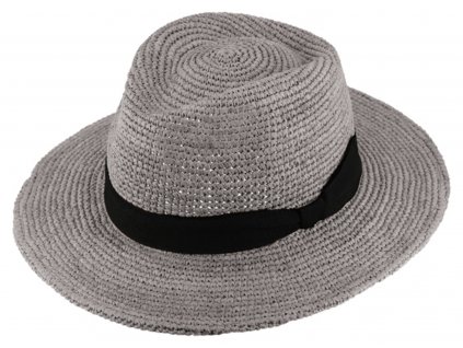 Fedora Raffia - slaměný šedý klobouk - Bestseller