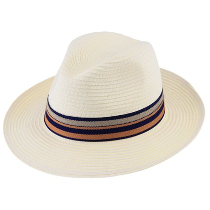 Letní crushable smetanový fedora klobouk od Fiebig - Traveller Toyo Natur