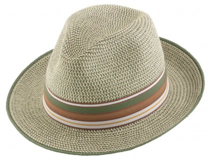 Letní zelený fedora klobouk od Fiebig - Traveller Melange