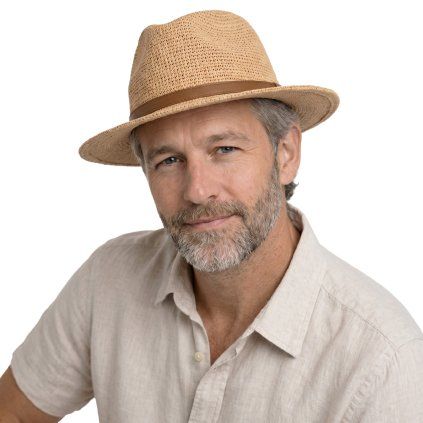 Slaměný letní  klobouk - Fedora Raffia Fiebig