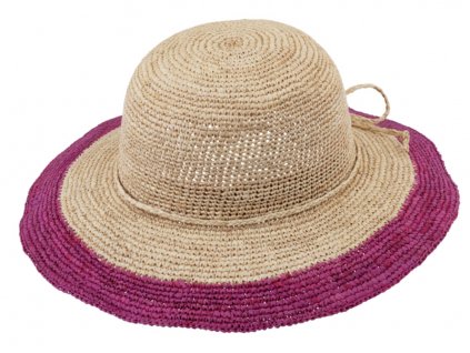 Dámský letní nemačkavý slaměný klobouk Cloche s barevným okrajem - Crochet Cloche