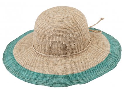 Dámský letní nemačkavý slaměný klobouk Cloche s barevným okrajem - Crochet Cloche
