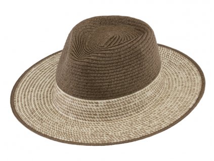 Letní dvoubarevný hnědý Fedora klobouk - Fiebig