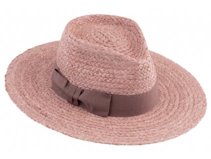 Dámský letní růžový Fedora klobouk - 100% slaměný klobouk od Fiebig