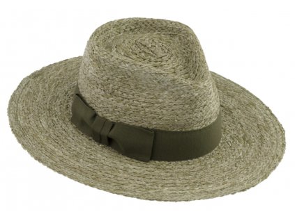 Dámský letní khaki Fedora klobouk - 100% slaměný klobouk od Fiebig