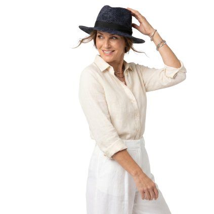 Slaměný černý klobouk - Fedora Raffia