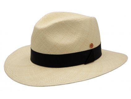 Luxusní panamský klobouk Fedora s černou stuhou - ručně pletený, UV faktor 80 -  Ekvádorská panama - Mayser Gedeon
