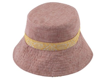 Bucket hat - letní růžový lněný klobouk - Fiebig 1903
