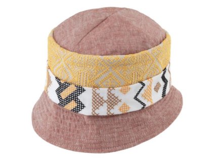 Bucket hat - letní růžový lněný klobouček - Fiebig 1903