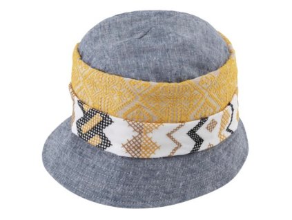 Bucket hat - letní modrý lněný klobouček - Fiebig 1903