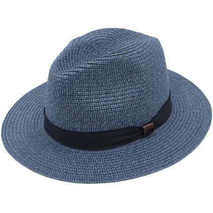 Letní modrý nemačkavý klobouk - Fedora Toyo