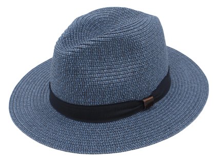 Letní modrý nemačkavý klobouk - Fedora Toyo