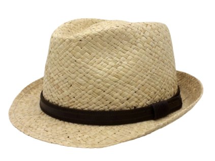 Slaměný klobouk s koženou stuhou - Trilby