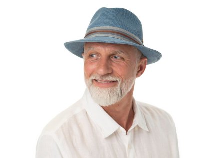 Modrý crushable (nemačkavý) letní klobouk Trilby  - Mayser Maleo, UV faktor 80