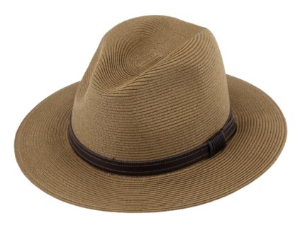 Letní Fedora klobouk s koženým páskem - Fiebig Cognac