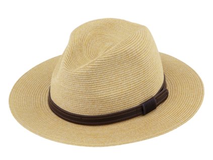 Letní Fedora klobouk s koženým páskem - Fiebig Beige