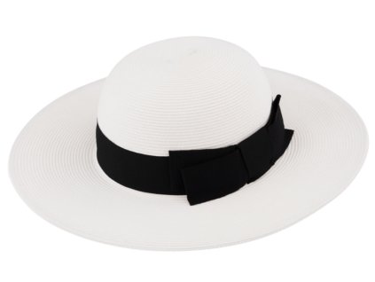 Letní dámský slaměný klobouk Fiebig s širokou krempou - Brim Hat White