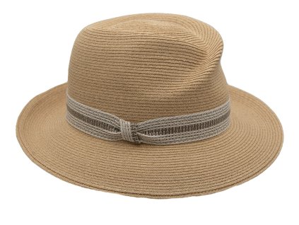 Luxusní dámský nemačkavý béžový klobouk Fedora - ručně šitý, UV faktor 80 -  Mayser Simone