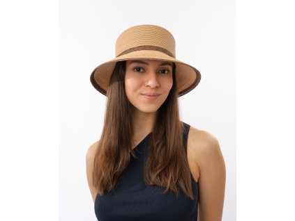 Luxusní dámský nemačkavý béžový klobouk Fedora - ručně šitý, UV faktor 80 -  Mayser eileen