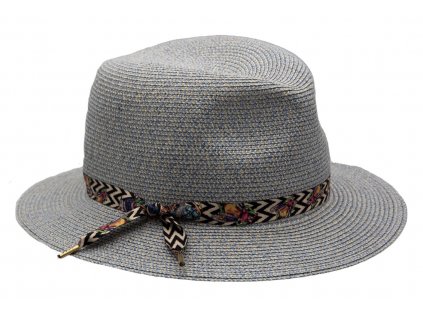 Luxusní dámský nemačkavý modrý klobouk Fedora - ručně šitý, UV faktor 80 -  Mayser Nane