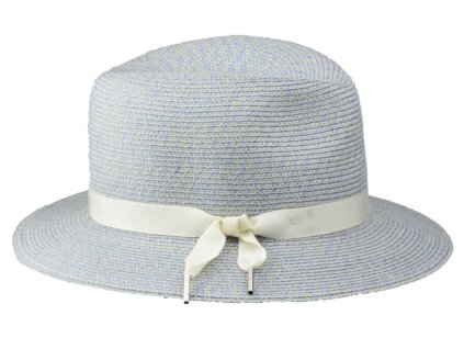 Luxusní dámský nemačkavý modrý klobouk Fedora - ručně šitý, UV faktor 80 -  Mayser Nane