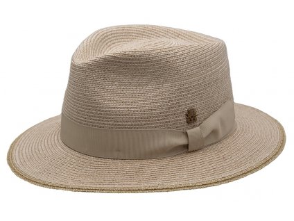 Luxusní nemačkavý béžový klobouk Fedora - ručně šitý, UV faktor 80 -  Mayser Pepino
