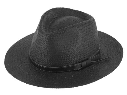 Letní černá fedora klobouk od Fiebig - Traveller Toyo