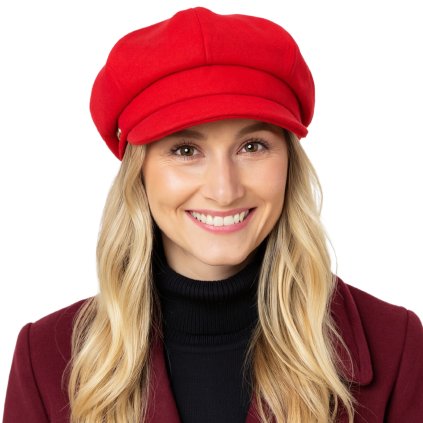 8-dílna červená dámská bekovka od Mayser - Camila Newsboy Cap