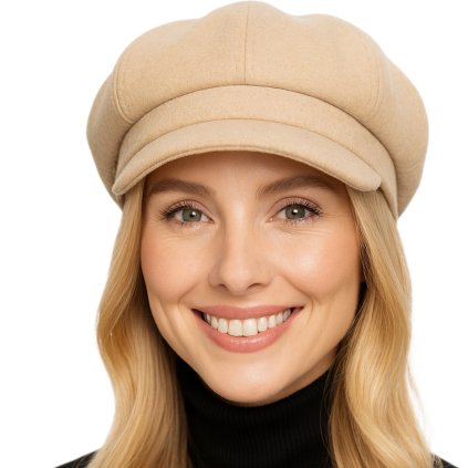 8-dílna dámská béžová bekovka od Mayser - Camila Newsboy Cap