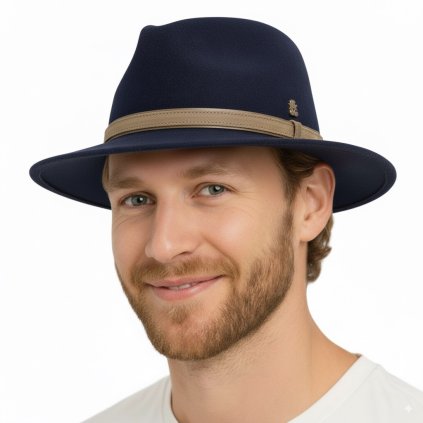 Luxusní modrý klobouk Mayser z králičí plsti - Collins