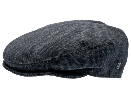 Zimní vlněná modrá bekovka (ušní klapky)  - driver cap - od CTH Ericson - Carl Sr. Herringbone Blue