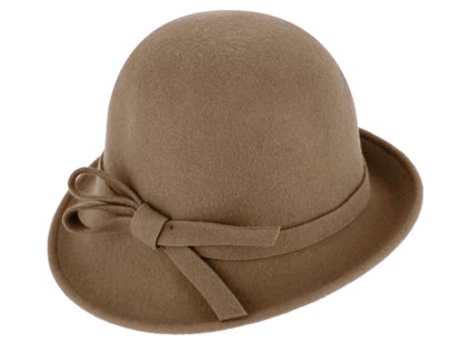 Dámský béžový plstěný klobouček Cloche - Fiebig