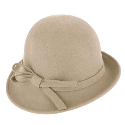Dámský béžový plstěný klobouček Cloche - Fiebig
