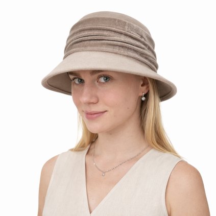 Dámský béžový plstěný klobouček Cloche - Fiebig