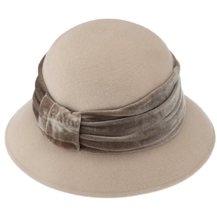 Dámský béžový plstěný klobouček Cloche - Fiebig