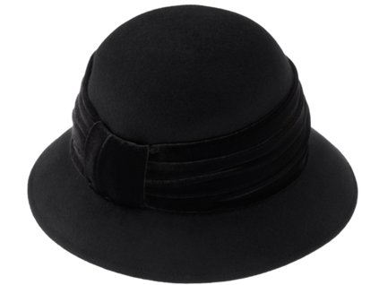 Dámský černý plstěný klobouček Cloche - Fiebig