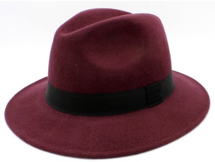 Bordó klobouk plstěný s kašmírem - klopená krempa
