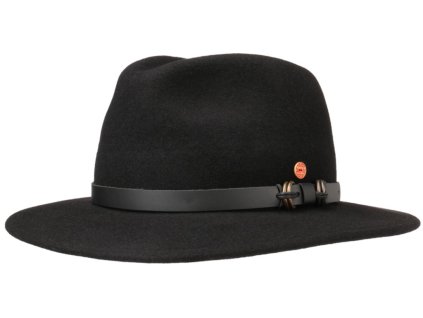 Cestovní nemačkavý voděodolný černý klobouk Mayser - Earflap Georgia Traveller (s ušní klapkami)