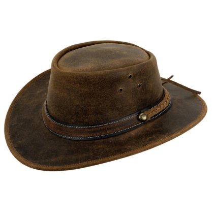 Australský vintage hnědý klobouk kožený - Outdoor