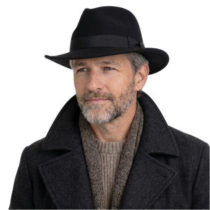 Cestovní černý nemačkavý vlněný klobouk - Curtis LiteFelt®