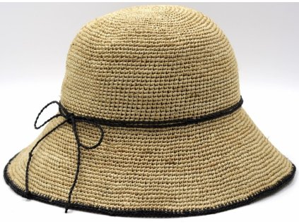 Dámský slaměný klobouk crochet s velkou tvarovatelnou krempou - Marone