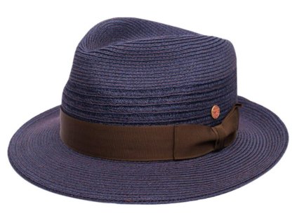 Modrý crushable (nemačkavý) letní klobouk Trilby s kávovou stuhou - Mayser Maleo, Limitovaná kolekce