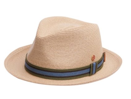 Slaměný béžový crushable (nemačkavý) letní klobouk s barevnou stuhou Fedora  - Mayser Samuel