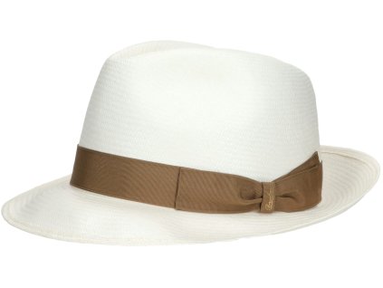 Panamský klobouk se střední krempou - Borsalino - hnědá stuha