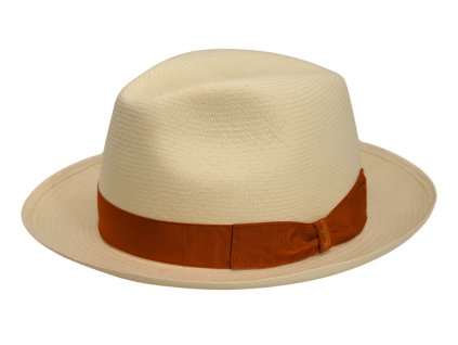 Panamský klobouk se střední krempou - Borsalino - zrzavá stuha